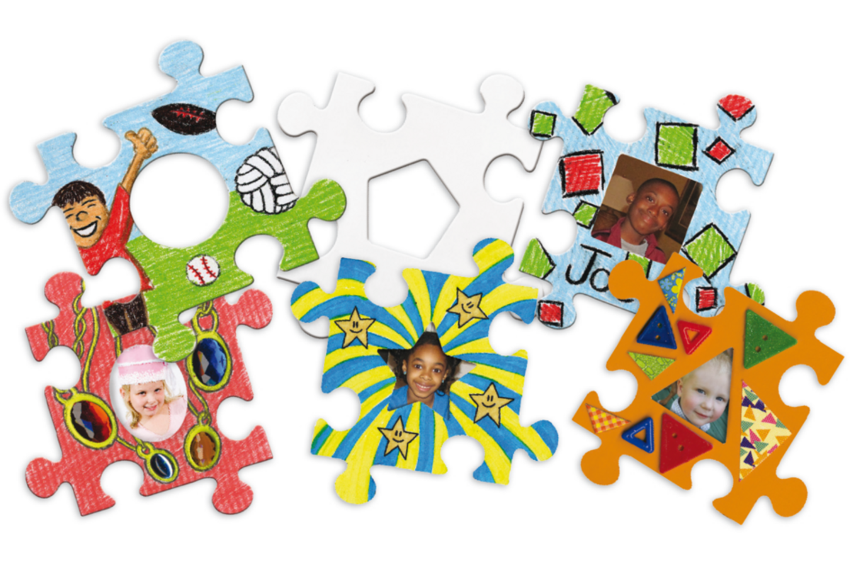 Fotolijst karton puzzel 14 cm, 24 stuks
