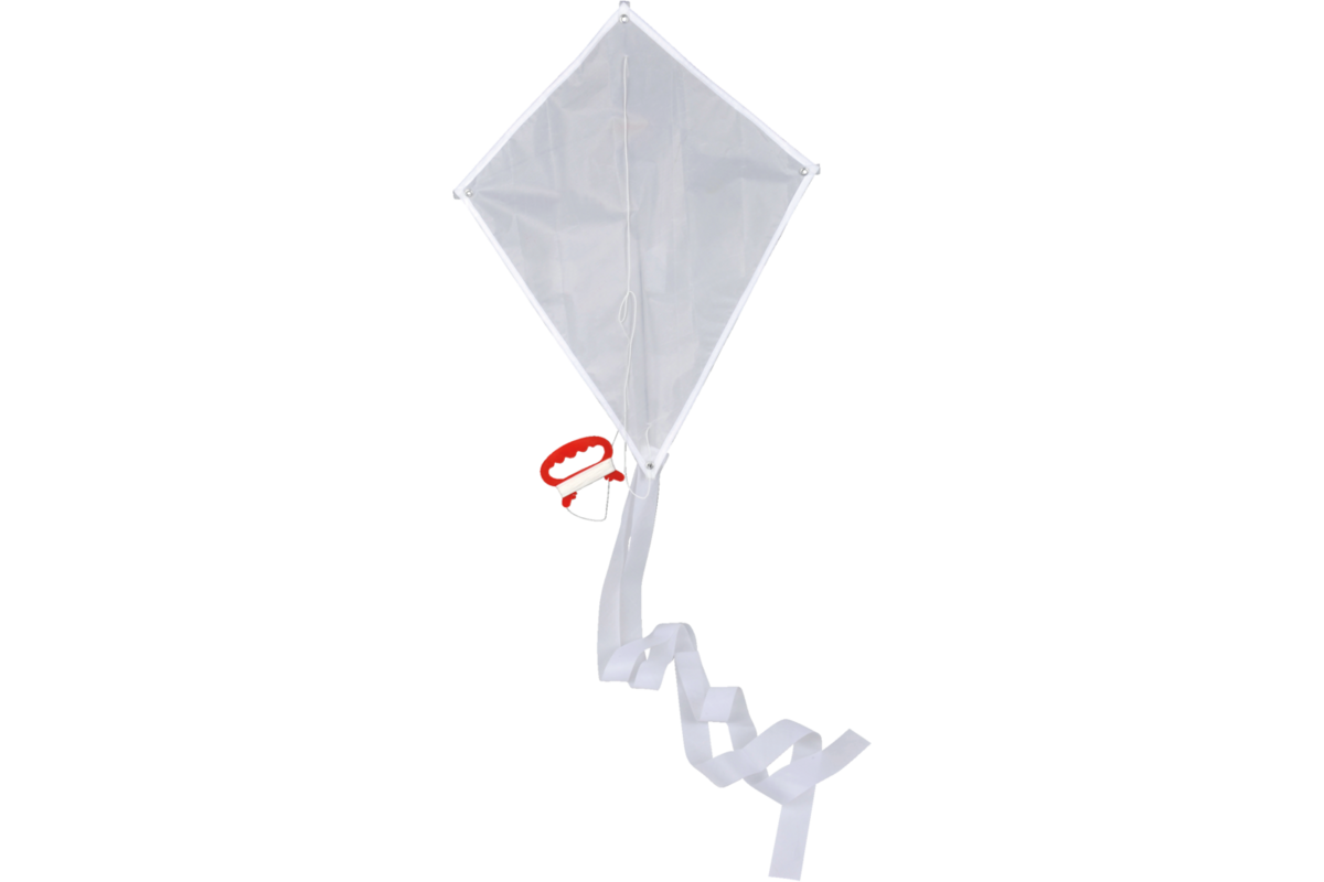 Vlieger wit, nylon, 38 cm × 49,5 cm