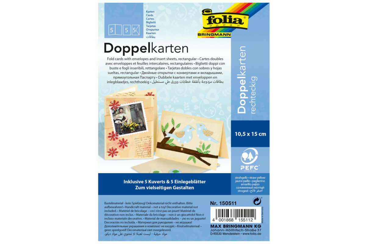 Wenskaart dubbel ecru, 5 stuks