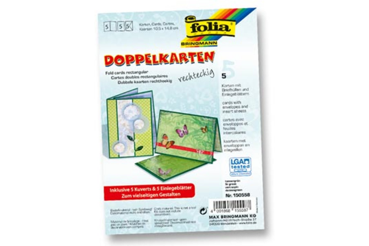 Wenskaart dubbel groen, 5 stuks
