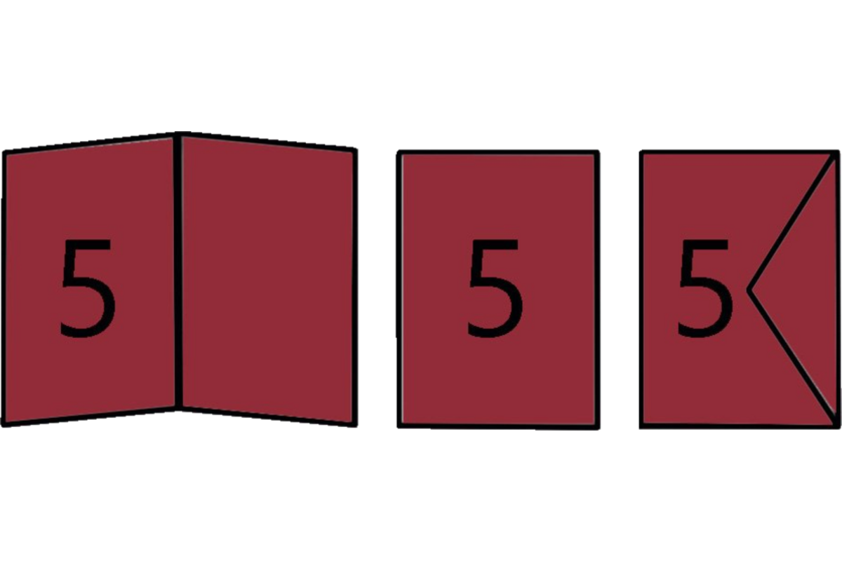 Wenskaart dubbel rood, 5 stuks