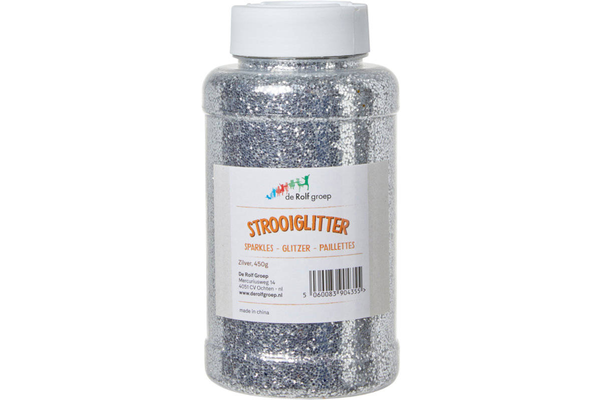 Glitter zilver, 400 gram