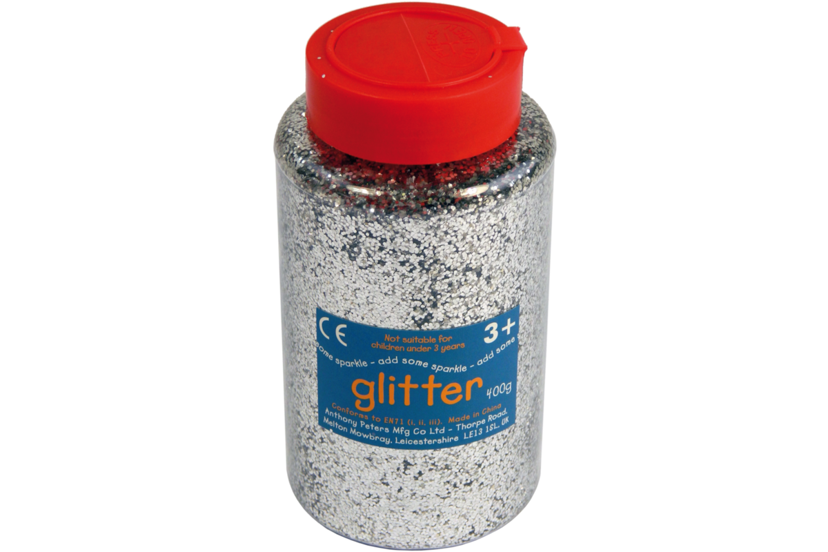 Glitter zilver, 400 gram