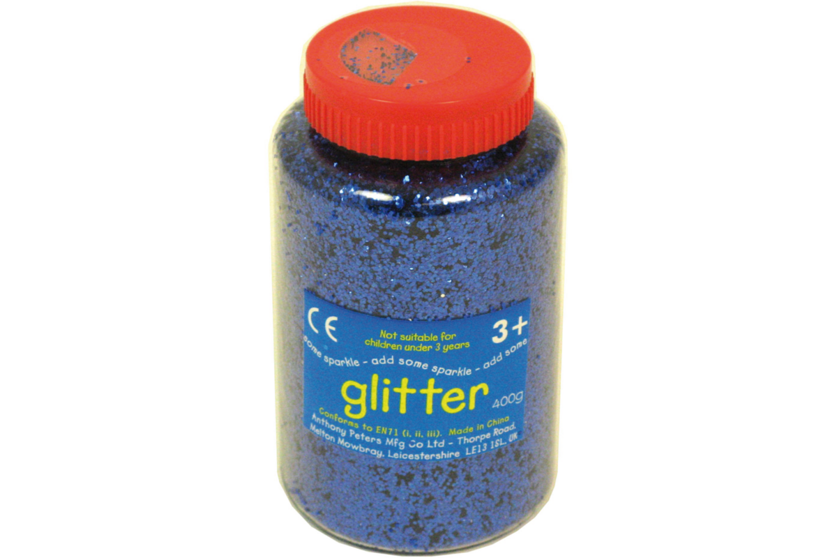 Glitter blauw, 400 gram