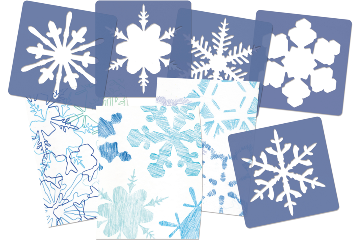 Sjablonen sneeuwvlokken 20 cm, 12 stuks