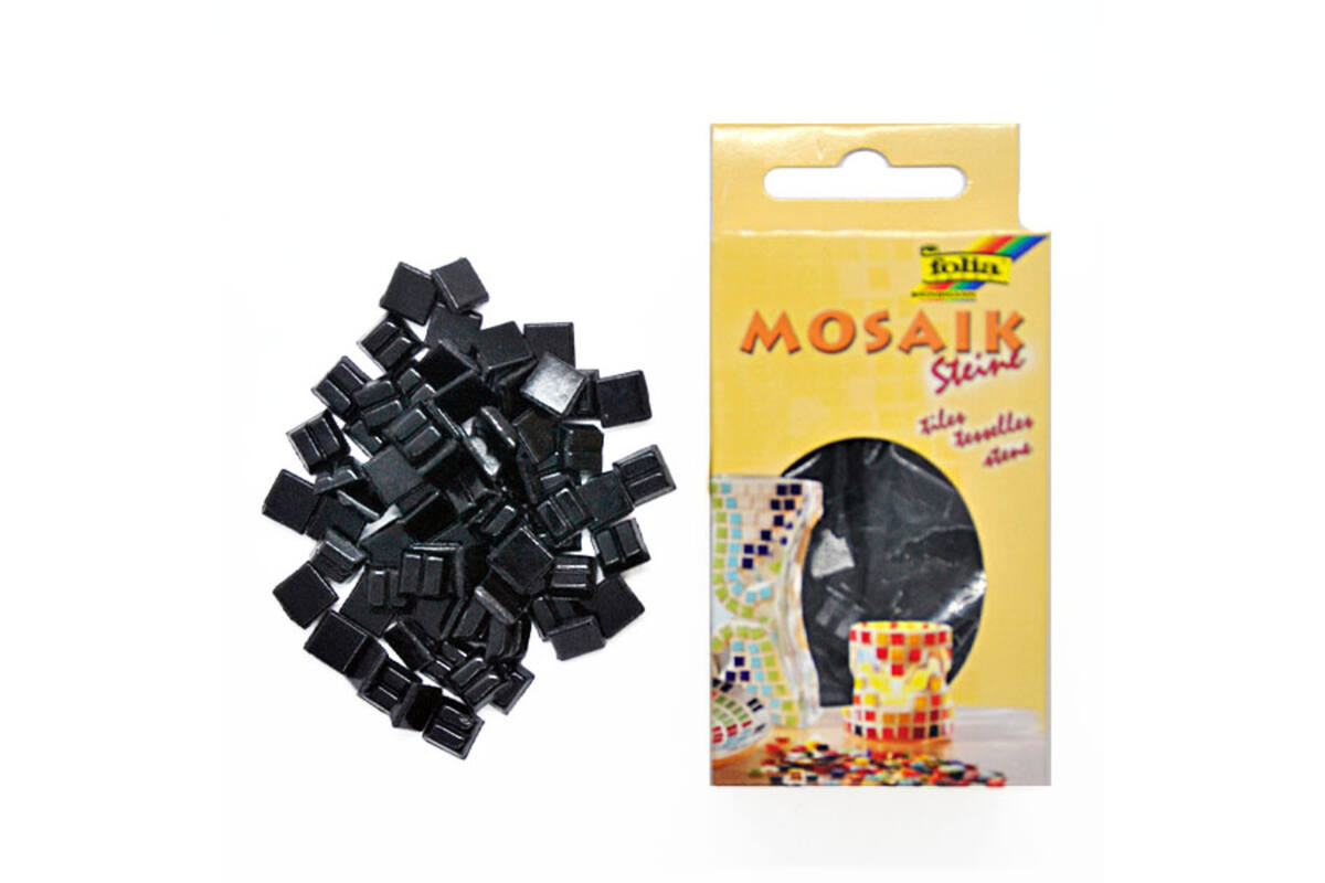 Glasmozaïek zwart vierkant 1 x 1 cm, 300 stuks