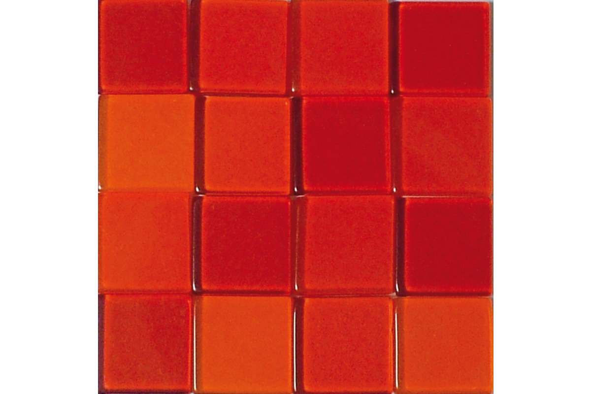 Acrylmozaïek 1 x 1 cm transparant rood 205 stuks