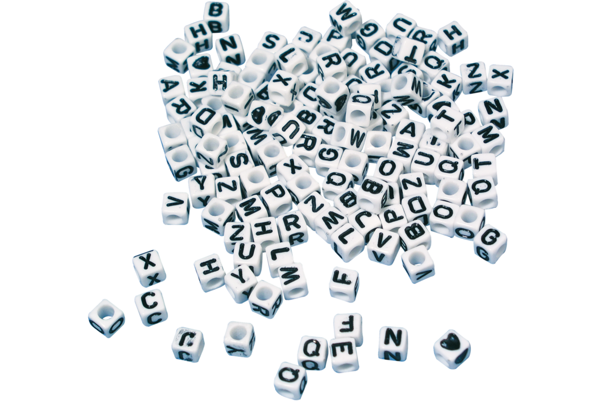 Letterkralen 5 x 5 mm zwart/wit, 400 stuks