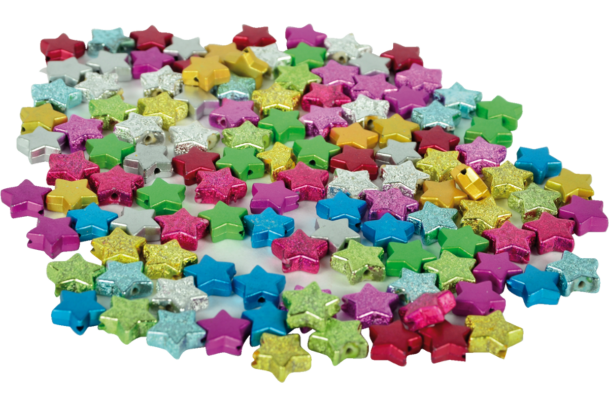 Kralen sterren disco 1 cm 120 stuks assorti