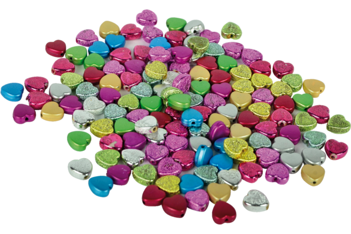 Kralen hartjes disco 0.8 mm 160 stuks assorti