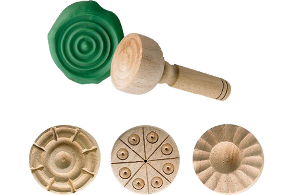 Kleistempelset hout, 4 stuks