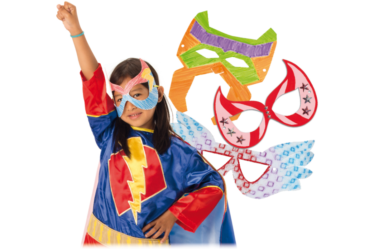 Maskers karton superhelden, 24 stuks