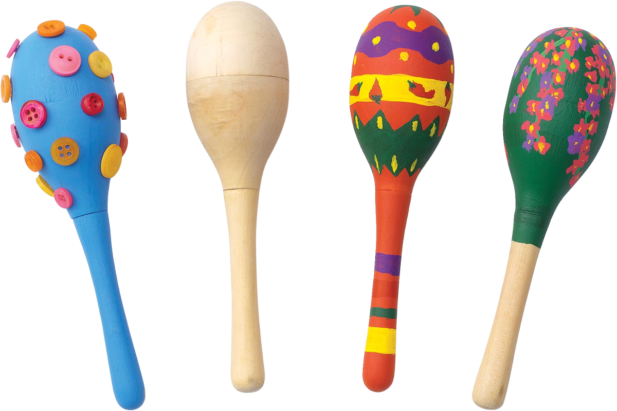 Versier je eigen houten maracas 16,5cm, 12 stuks