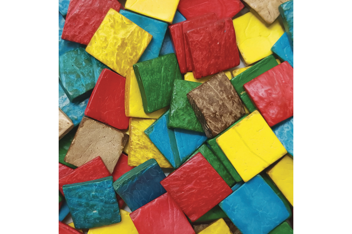 Kokosnoot mozaïek assorti 2 x 2 cm, 150 gram