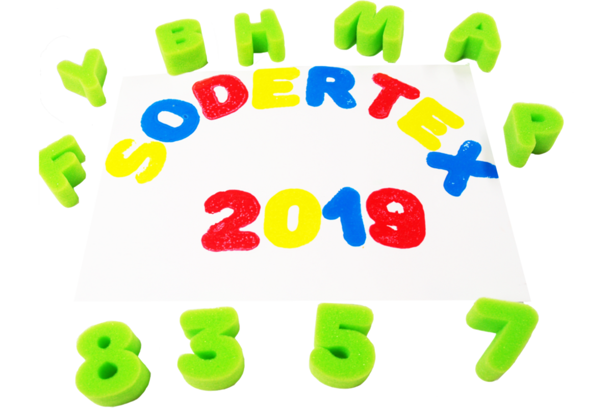 Spons stempels nummers en letters, 36 stuks
