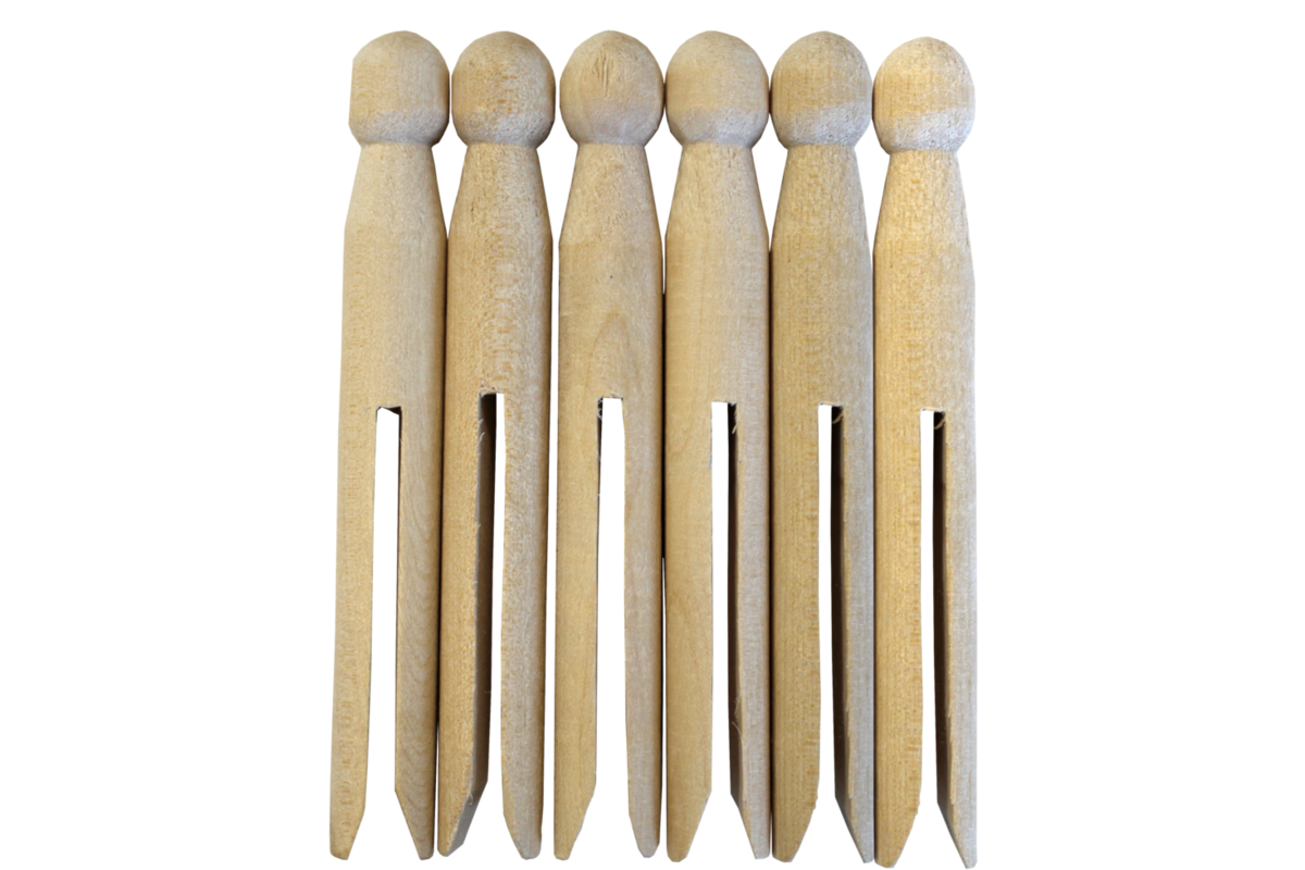 Retro houten wasknijpers 11 cm, 6 stuks