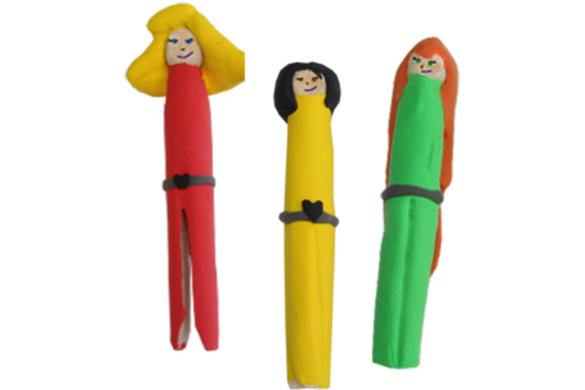 Retro houten wasknijpers 11 cm, 6 stuks