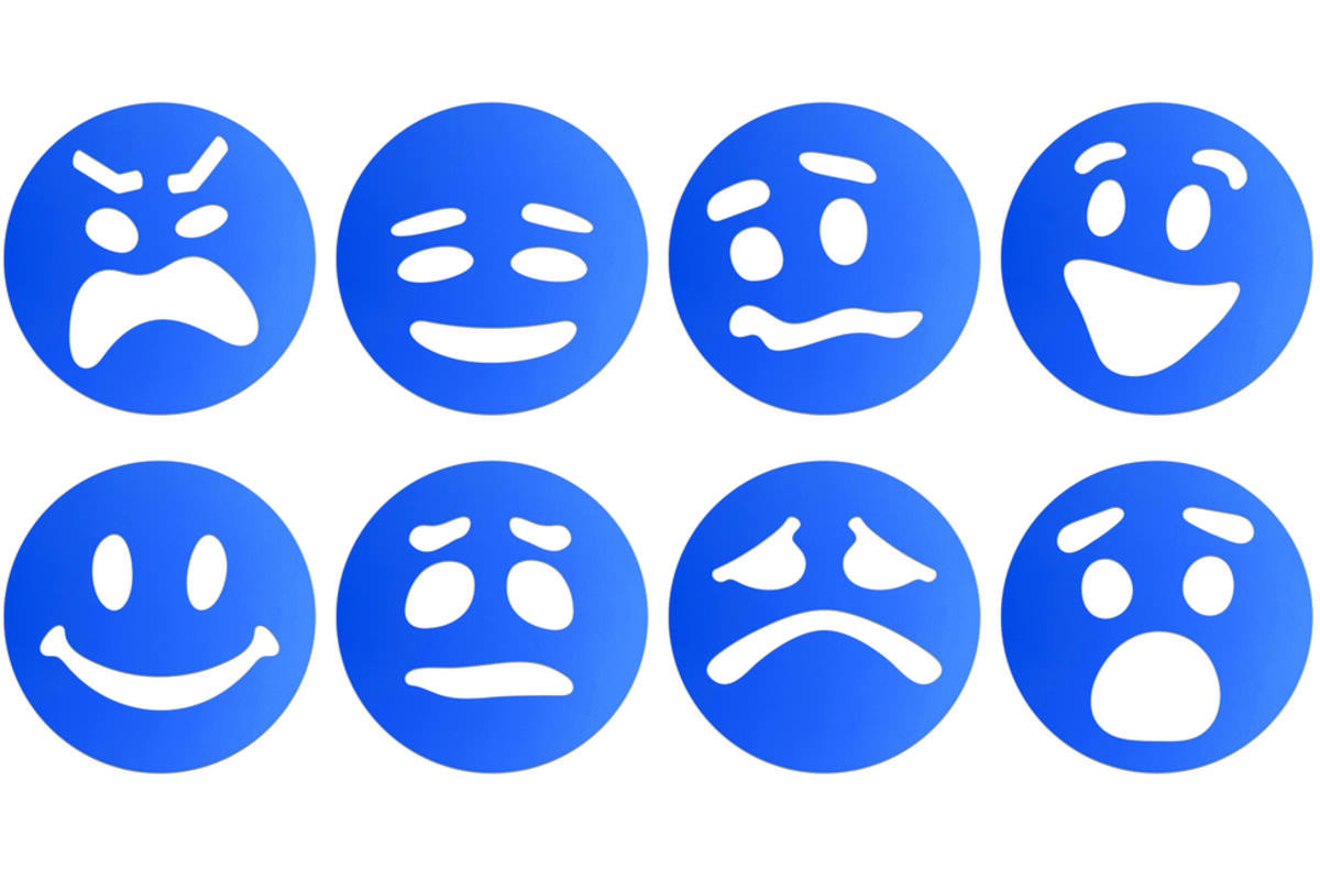 Sjablonen Emoties 10 cm, 8 stuks