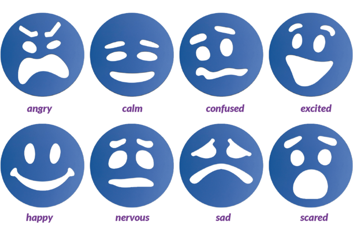 Sjablonen Emoties 10 cm, 8 stuks