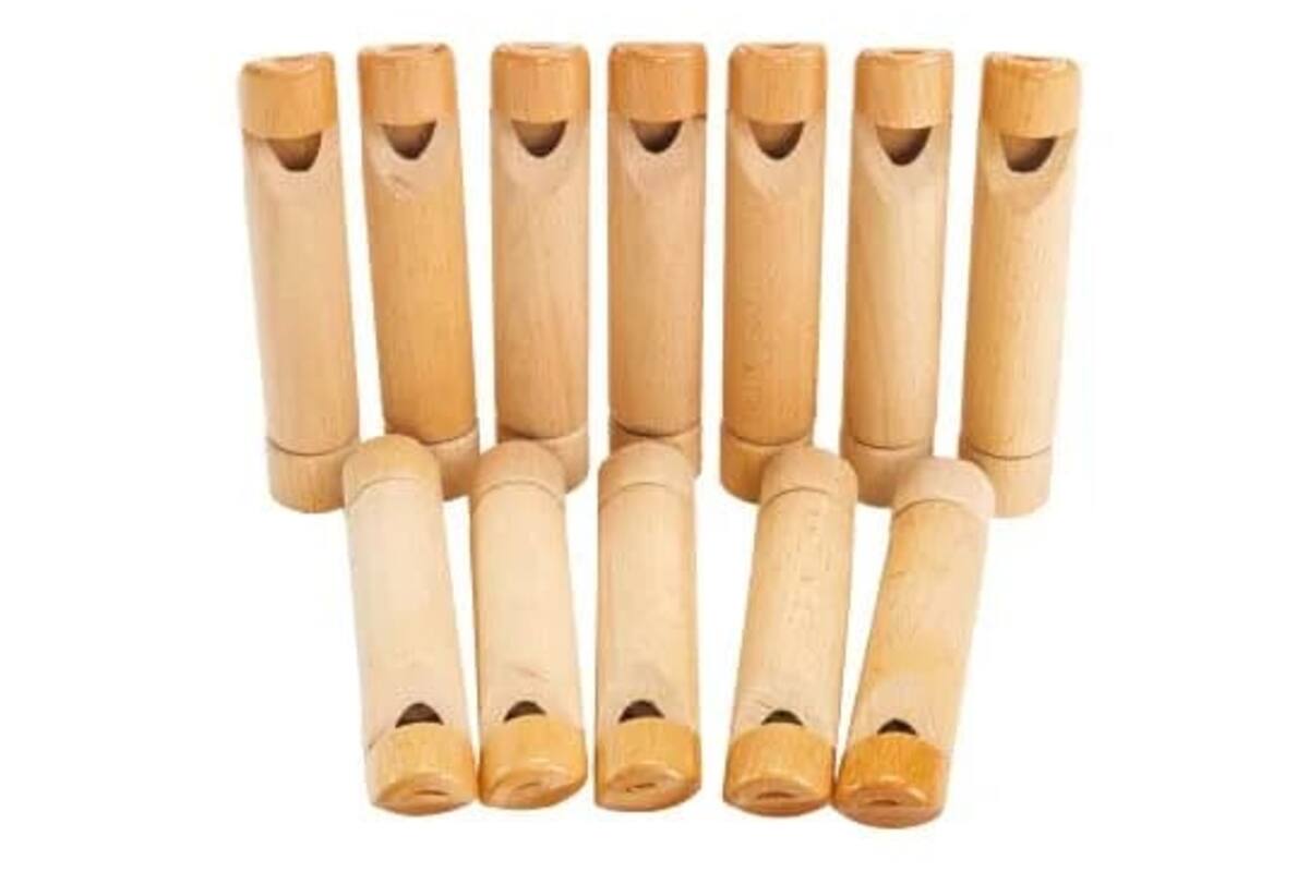 Fluitjes hout, 12 stuks