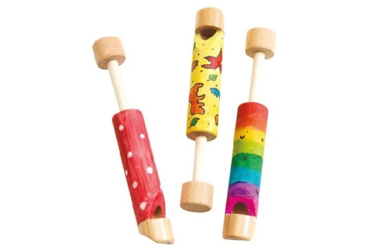 Fluitjes hout, 12 stuks