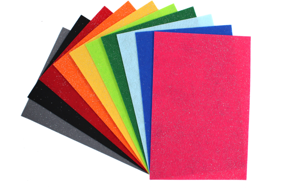Vilt bio-glitter assorti 20 x 30 cm, 10 stuks