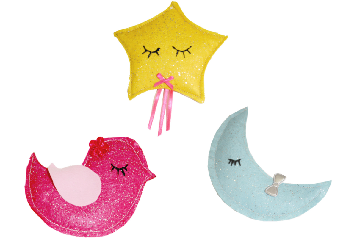 Vilt bio-glitter met plaklaag assorti 20 x 30 cm, 10 stuks