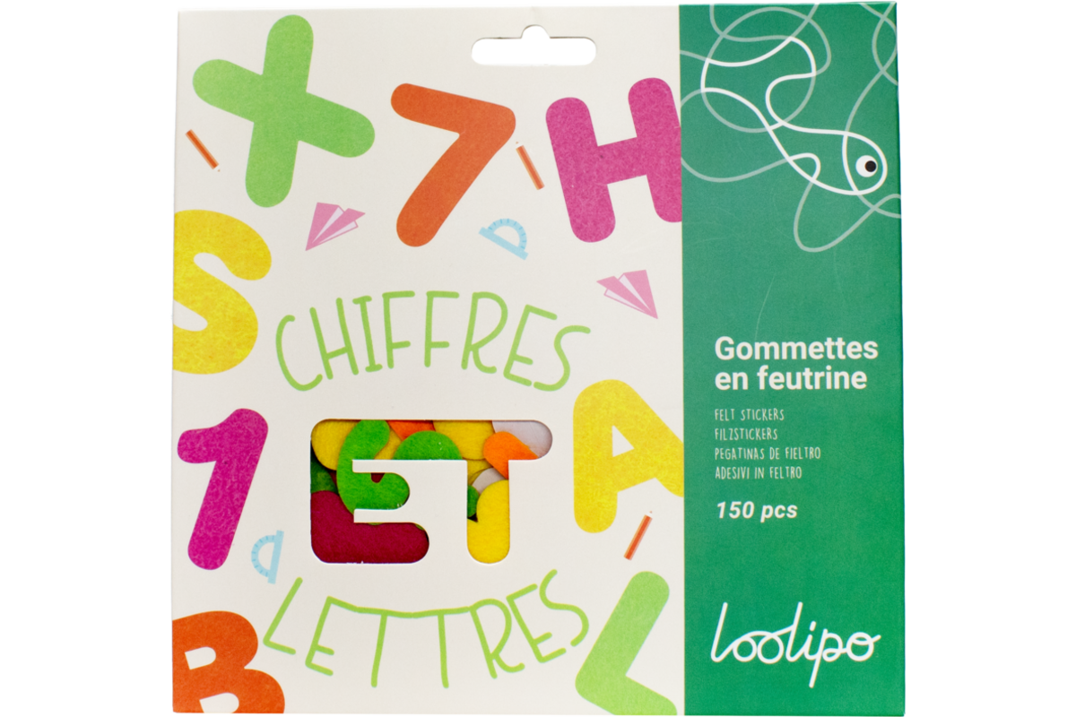 Vilt nummers en letters zelfklevend 3-5 cm, 150 stuks