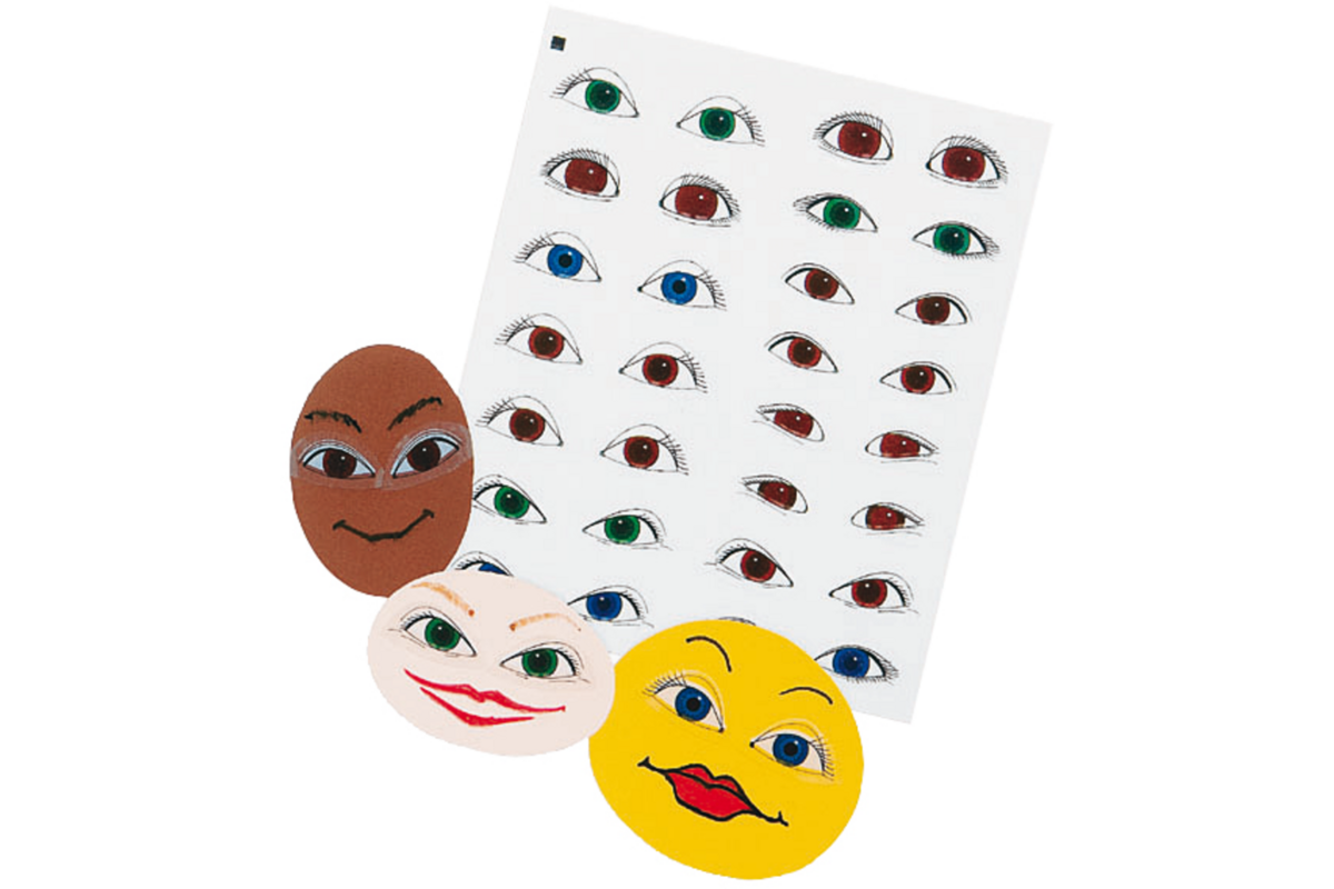 Stickeroogjes assorti, 150 stuks