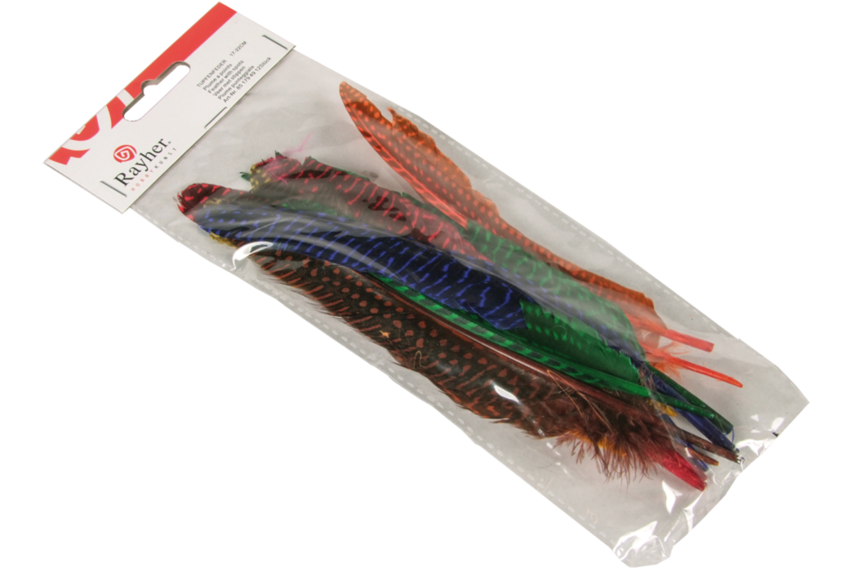 Veren met stippen 17-22 cm 12 stuks assorti kleuren
