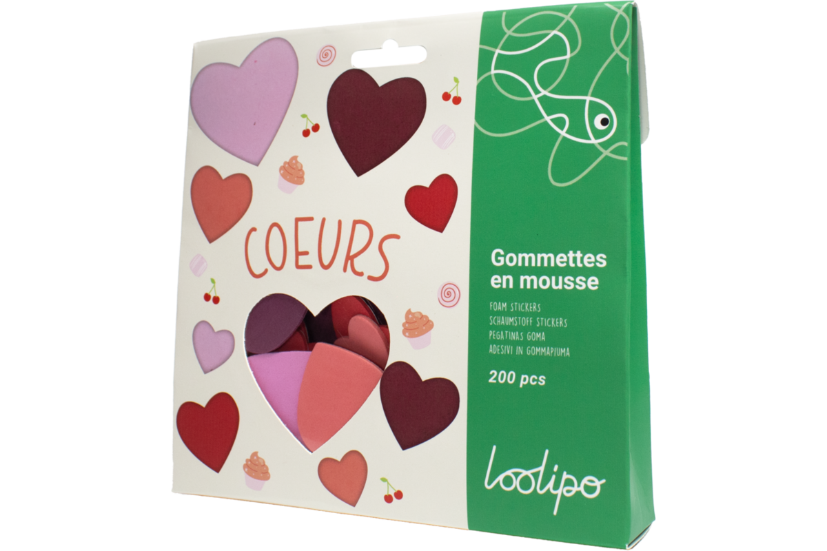 Foamstickers hartjes assorti, 200 stuks