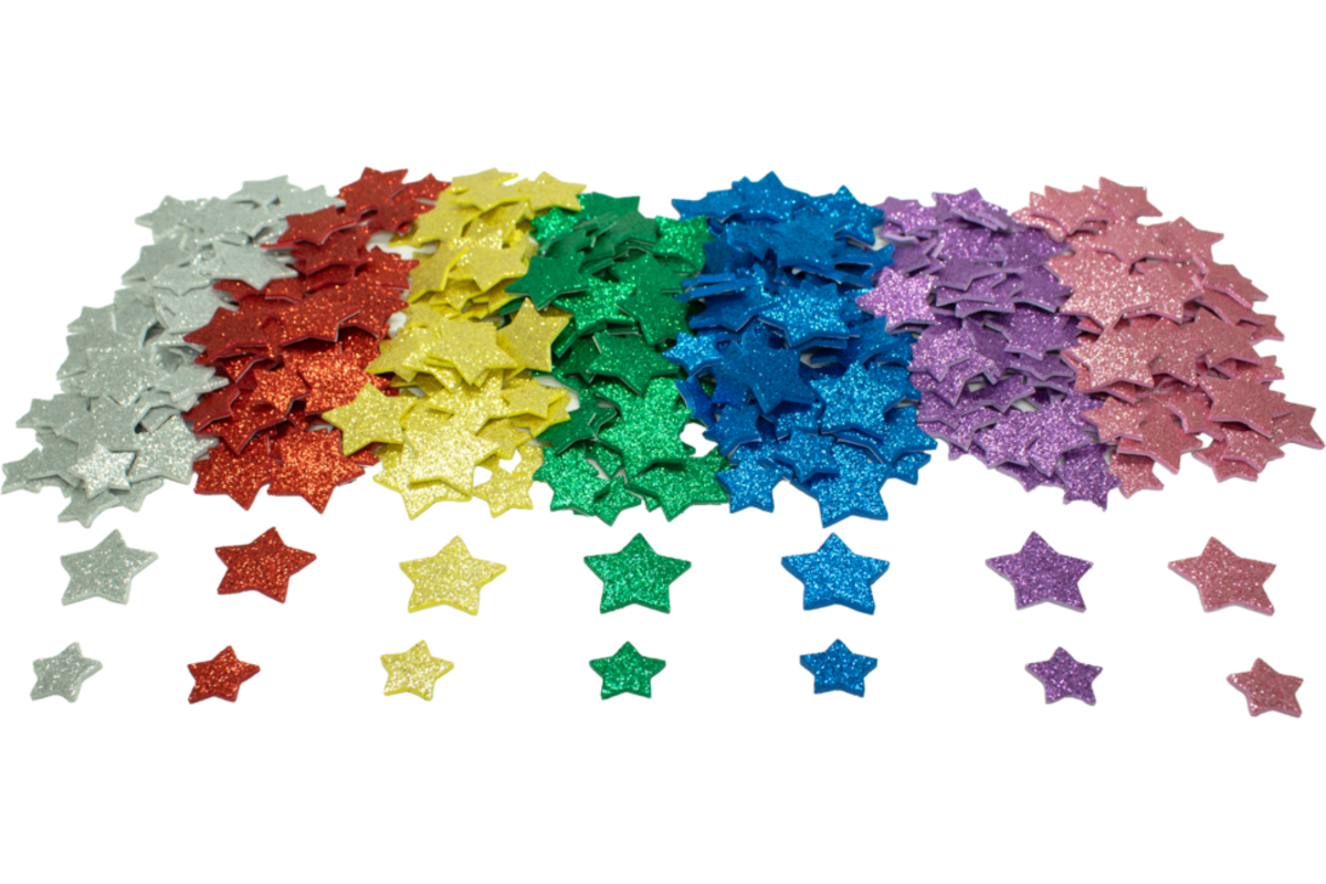 Foamstickers sterren assorti, 500 stuks