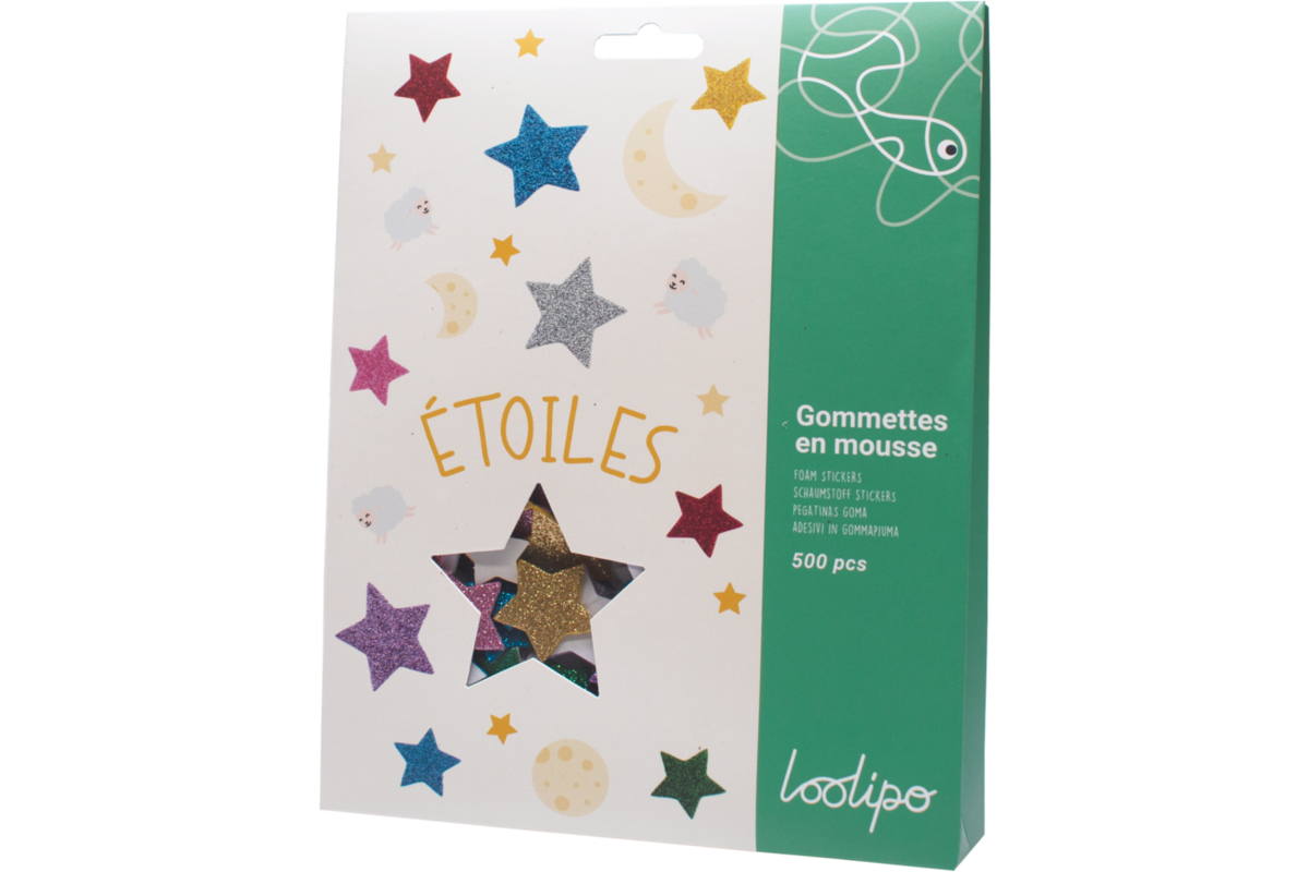 Foamstickers sterren assorti, 500 stuks