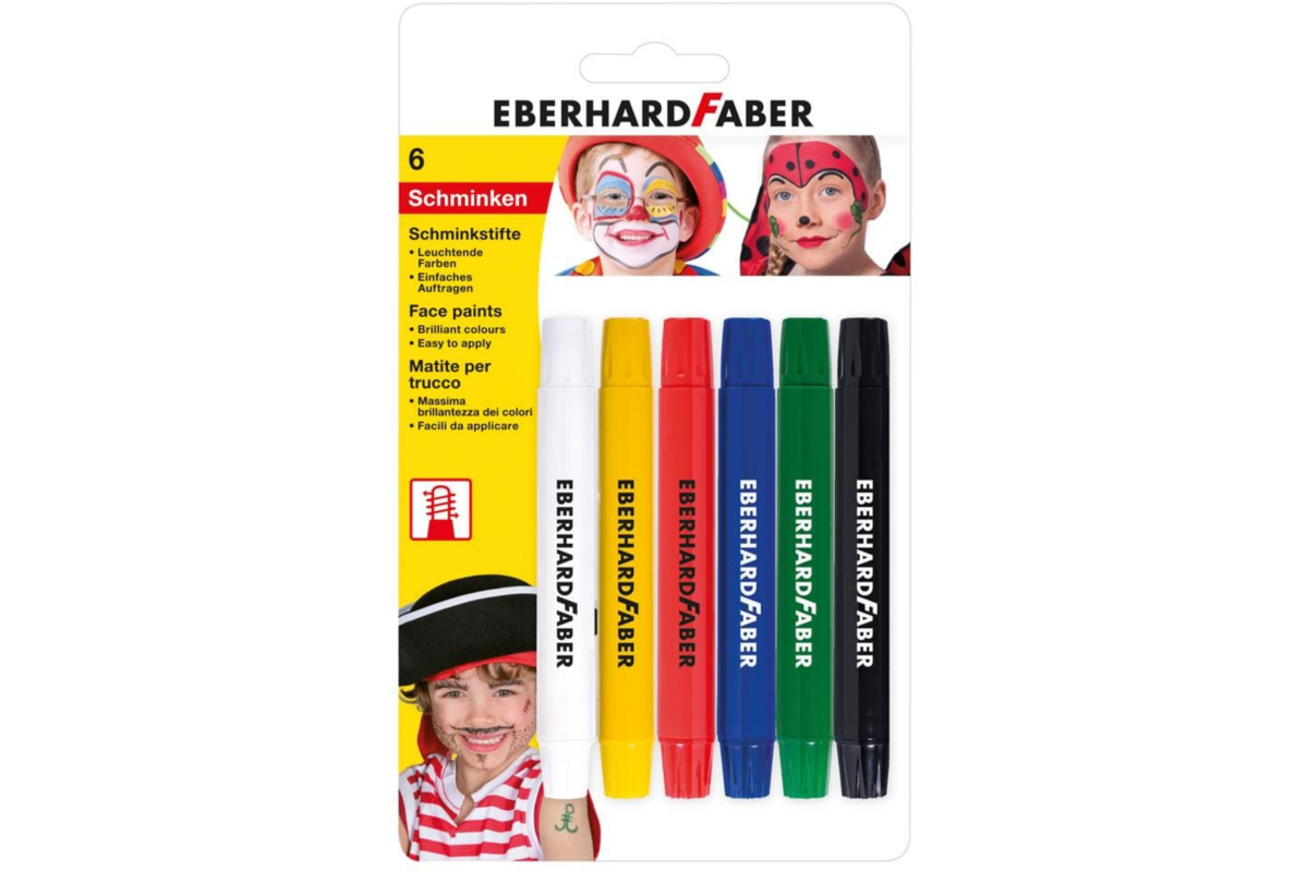 Schminkstiften draaibaar assorti, 6 stuks