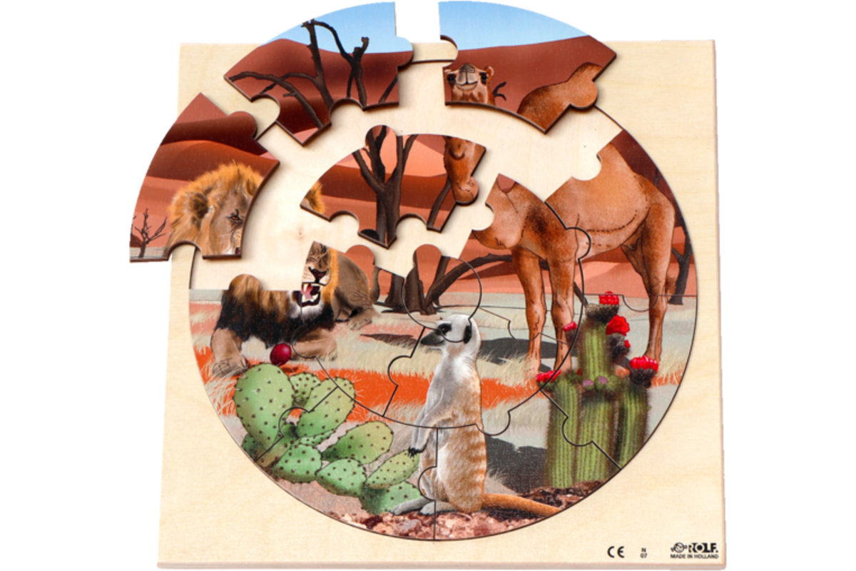 Rolf Puzzels - Reliëfpuzzel dieren in de woestijn, 12 stukjes