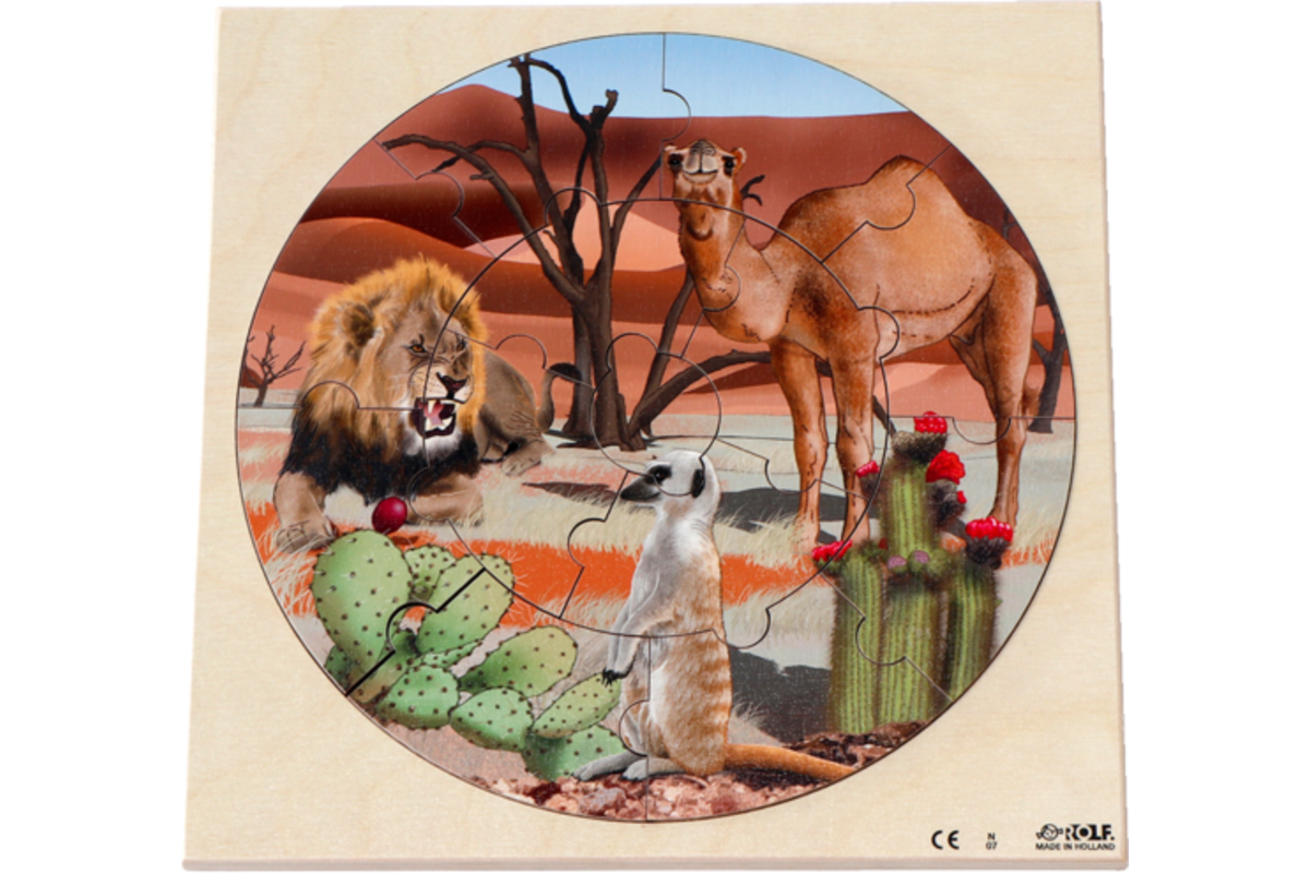 Rolf Puzzels - Reliëfpuzzel dieren in de woestijn, 12 stukjes
