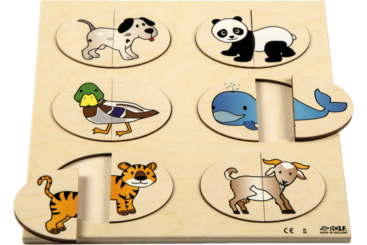 Rolf Puzzels - Reliëfpuzzel maak een geheel - dieren passen - 12 stukjes