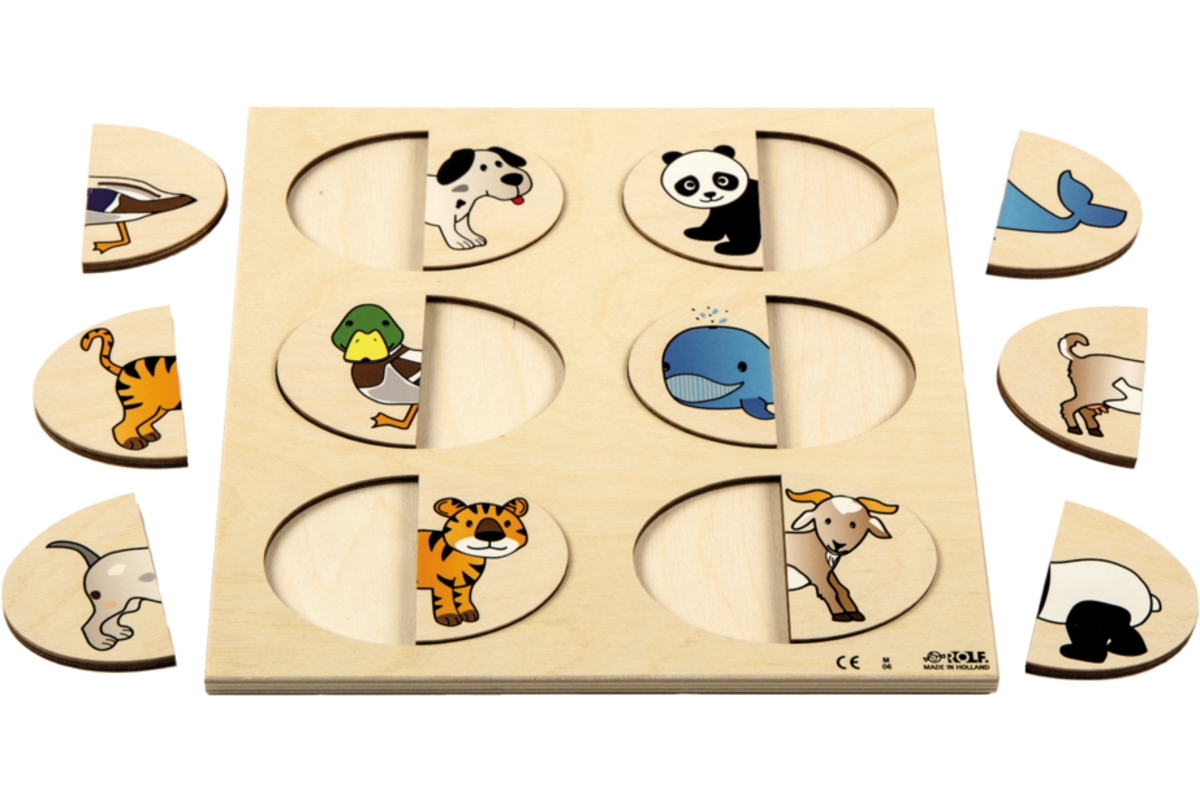 Rolf Puzzels - Reliëfpuzzel maak een geheel - dieren passen - 12 stukjes