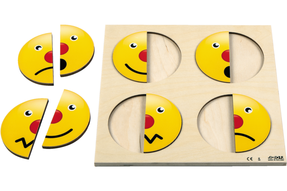 Rolf Puzzels - Reliëfpuzzel maak een geheel - emoties passen - 8 stukjes