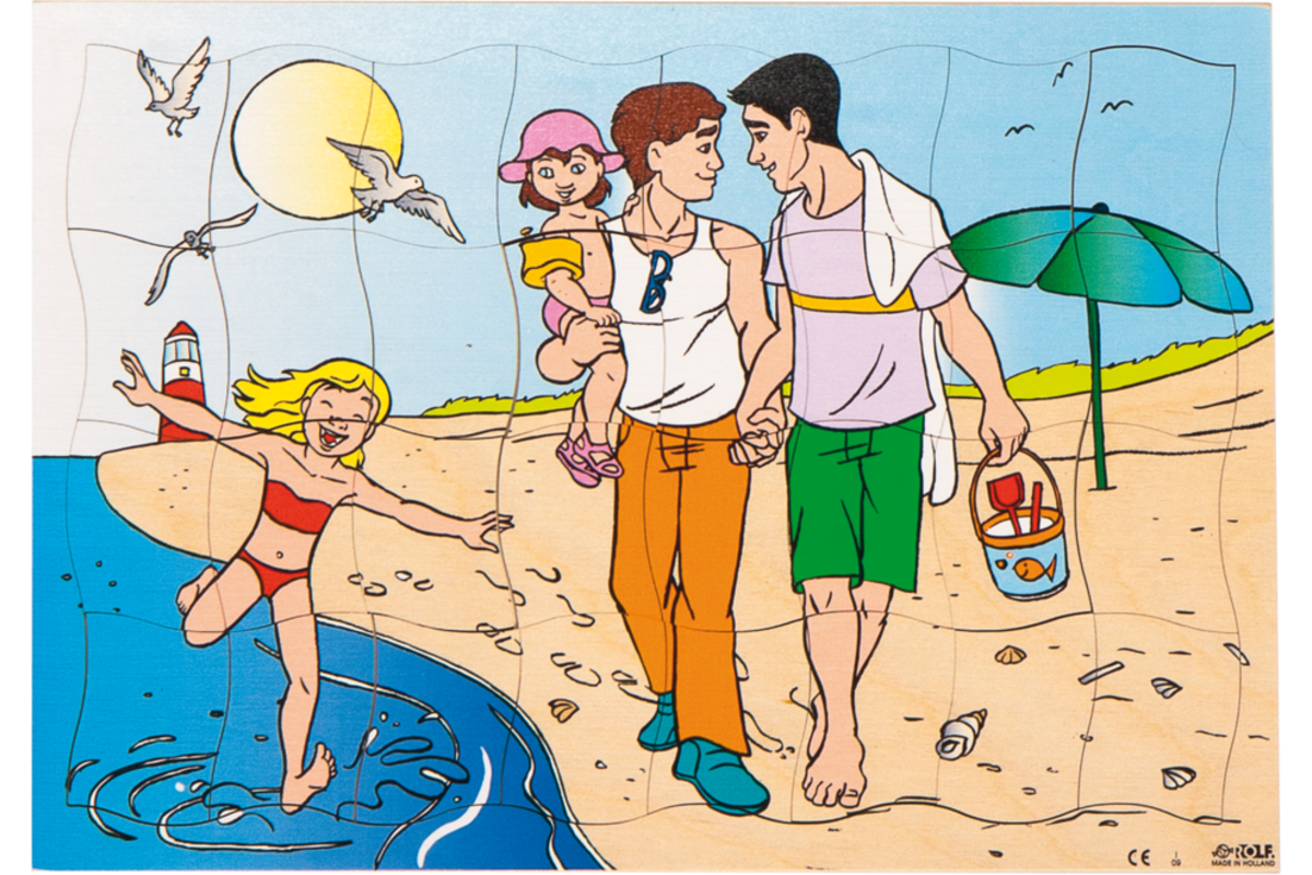 Rolf Puzzels - Puzzel familie op het strand, 32 stukjes
