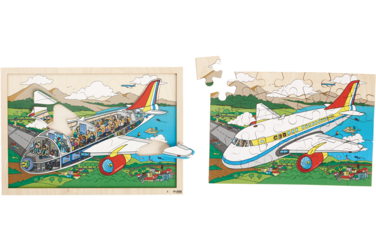 Rolf Puzzels - Inkijkpuzzel vliegtuig, 60 stukjes