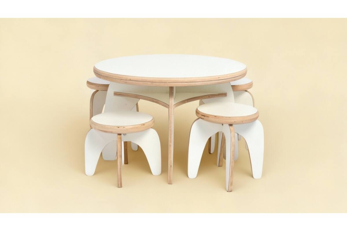 Rolf More - Ronde tafel, wit, hoogte C3 (59 cm)