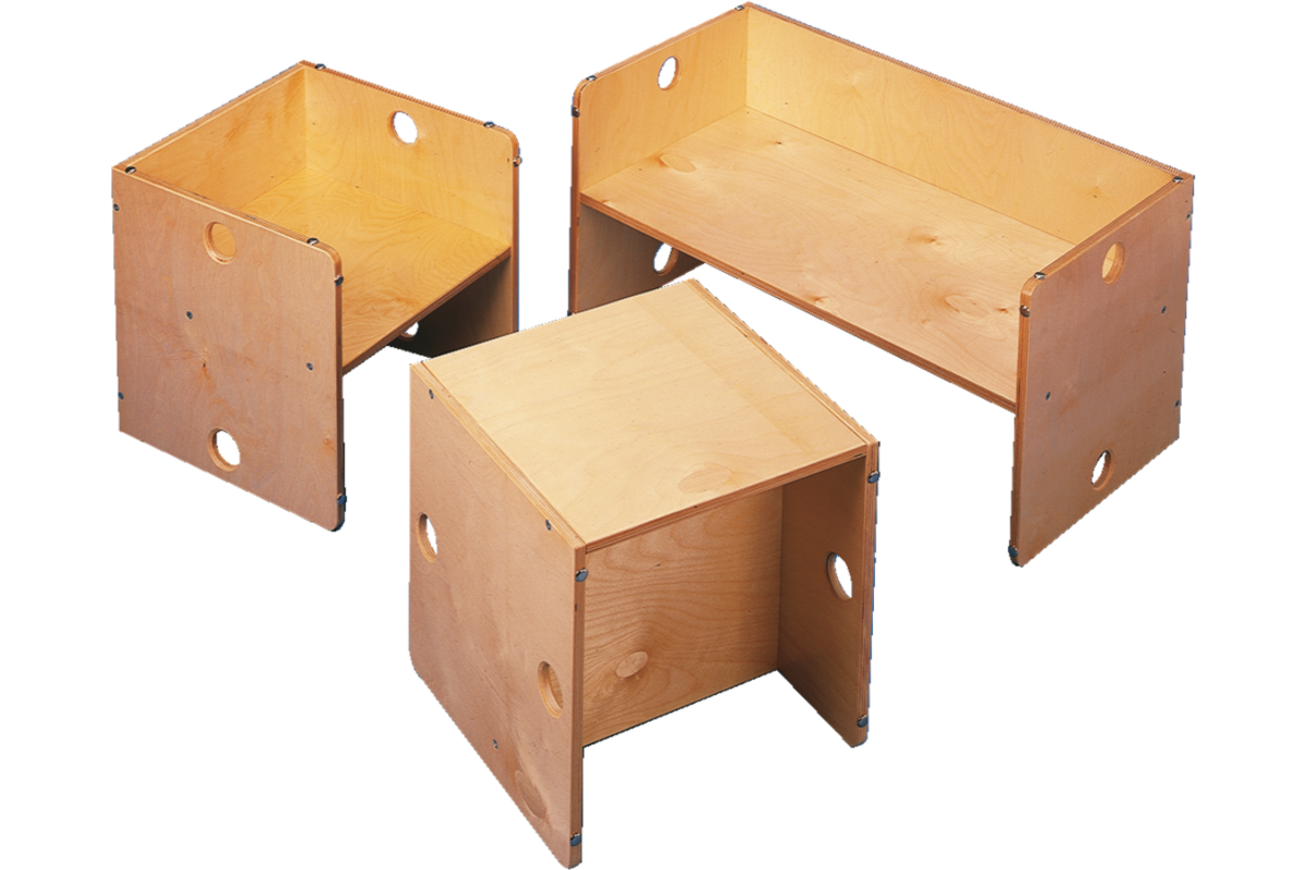Rolf More - Stoel Kuben kleuteruitvoering naturel 36 x 36 x 36 cm gemonteerd