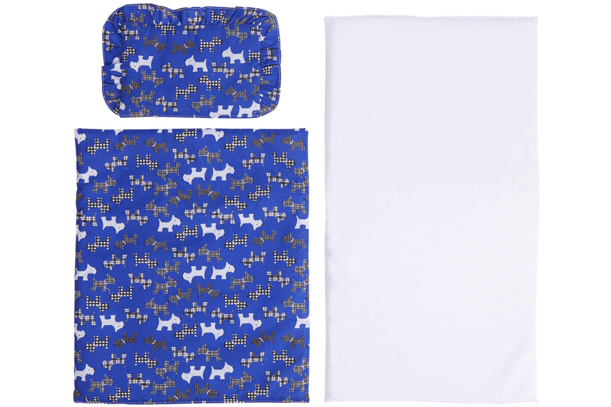 Rolf More - Bedset voor kuben ledikant (matras,kussen,deken blauw)
