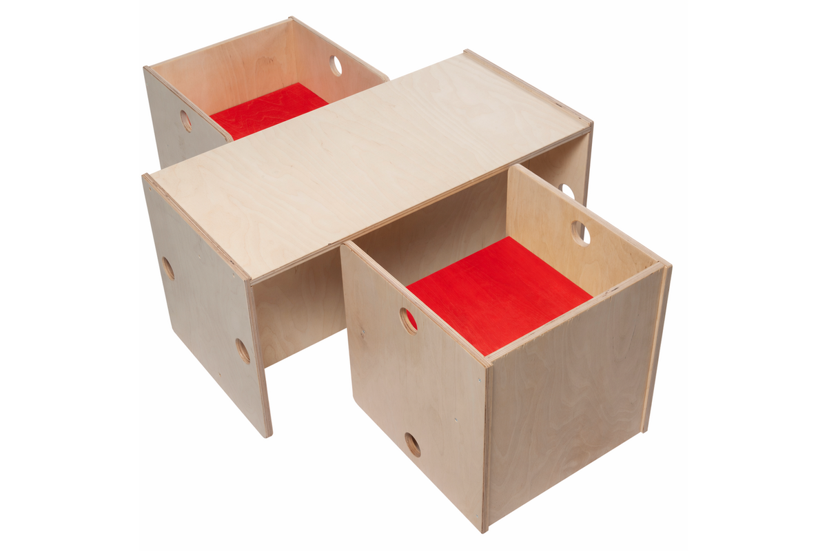 Rolf More - Stoel Kuben kleuteruitvoering rood 36 x 36 x 36 cm ongemonteerd