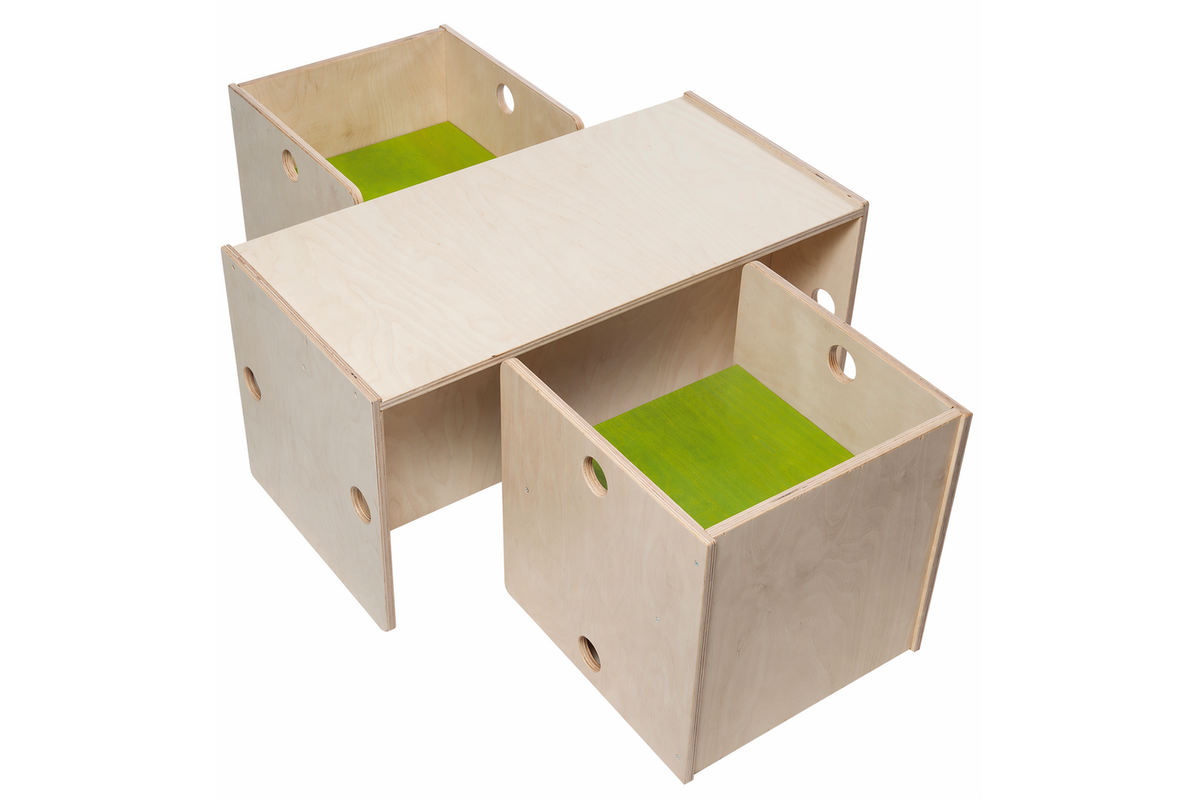 Rolf More - Stoel Kuben kleuteruitvoering groen 36 x 36 x 36 cm ongemonteerd