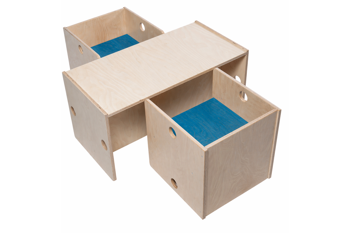 Rolf More - Stoel Kuben kleuteruitvoering blauw 36 x 36 x 36 cm ongemonteerd