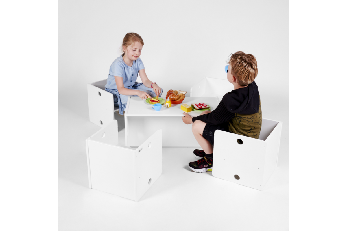 Rolf More - Bank Kuben kleuteruitvoering Wit gespoten 72x36x36cm ongemonteerd