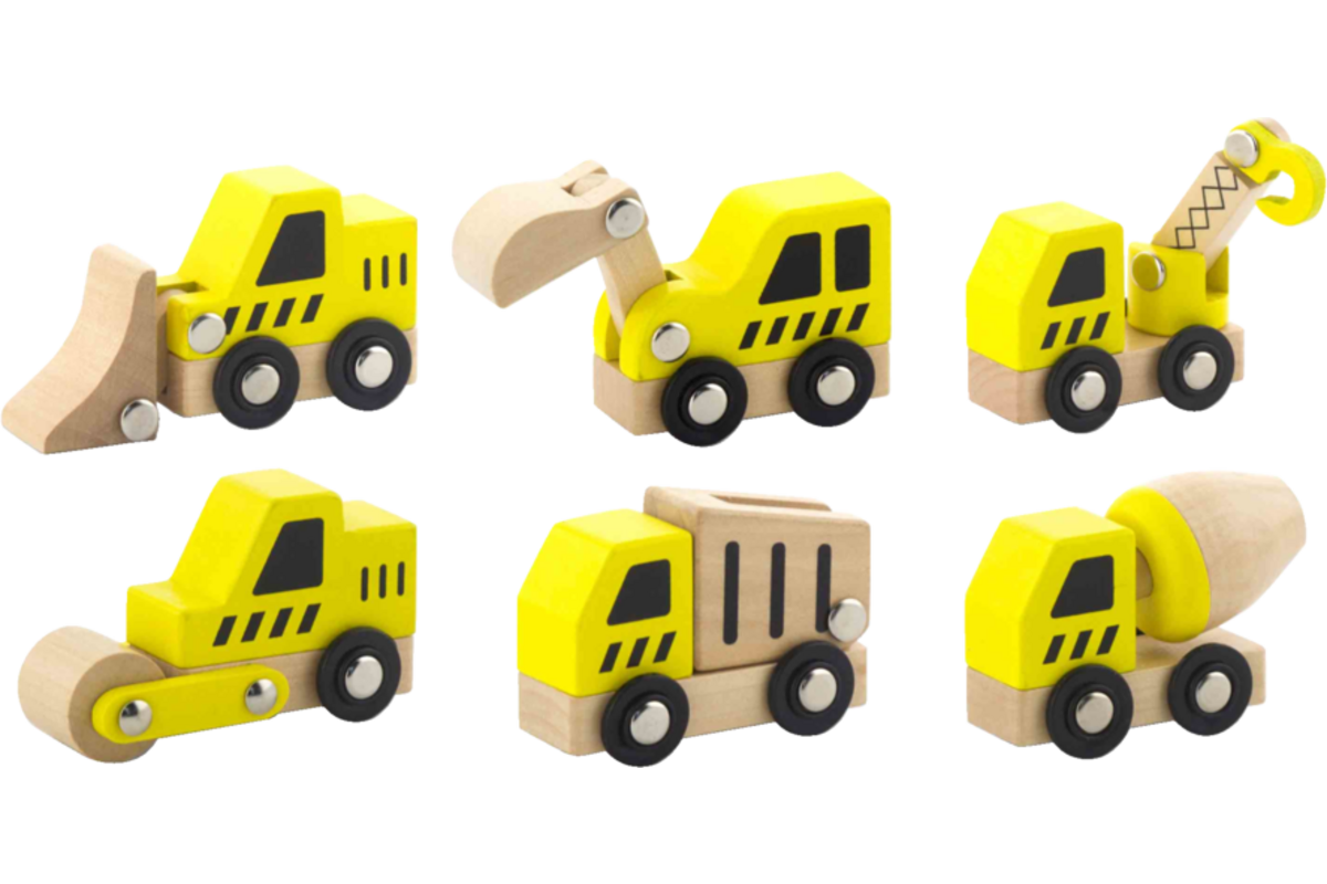 Constructieauto's, set van 6 stuks