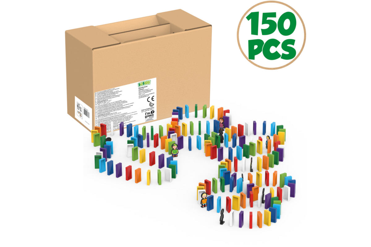 BiOBUDDi Domino 150, mix van 6 kleuren, inclusief 10 figuren